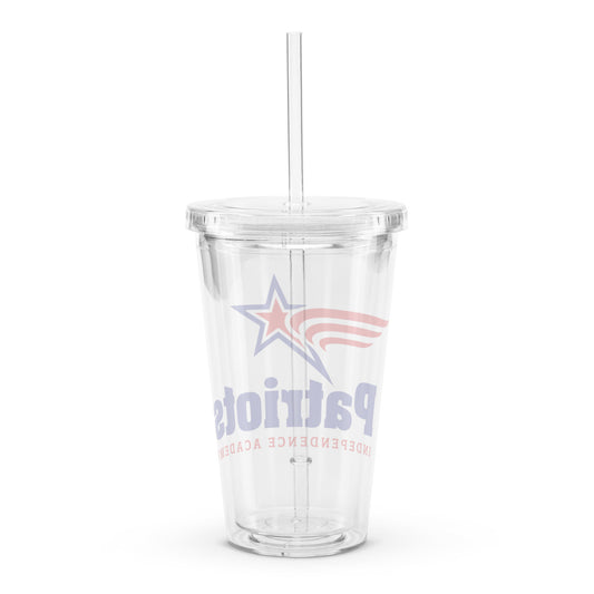 Clear plastic tumbler with straw