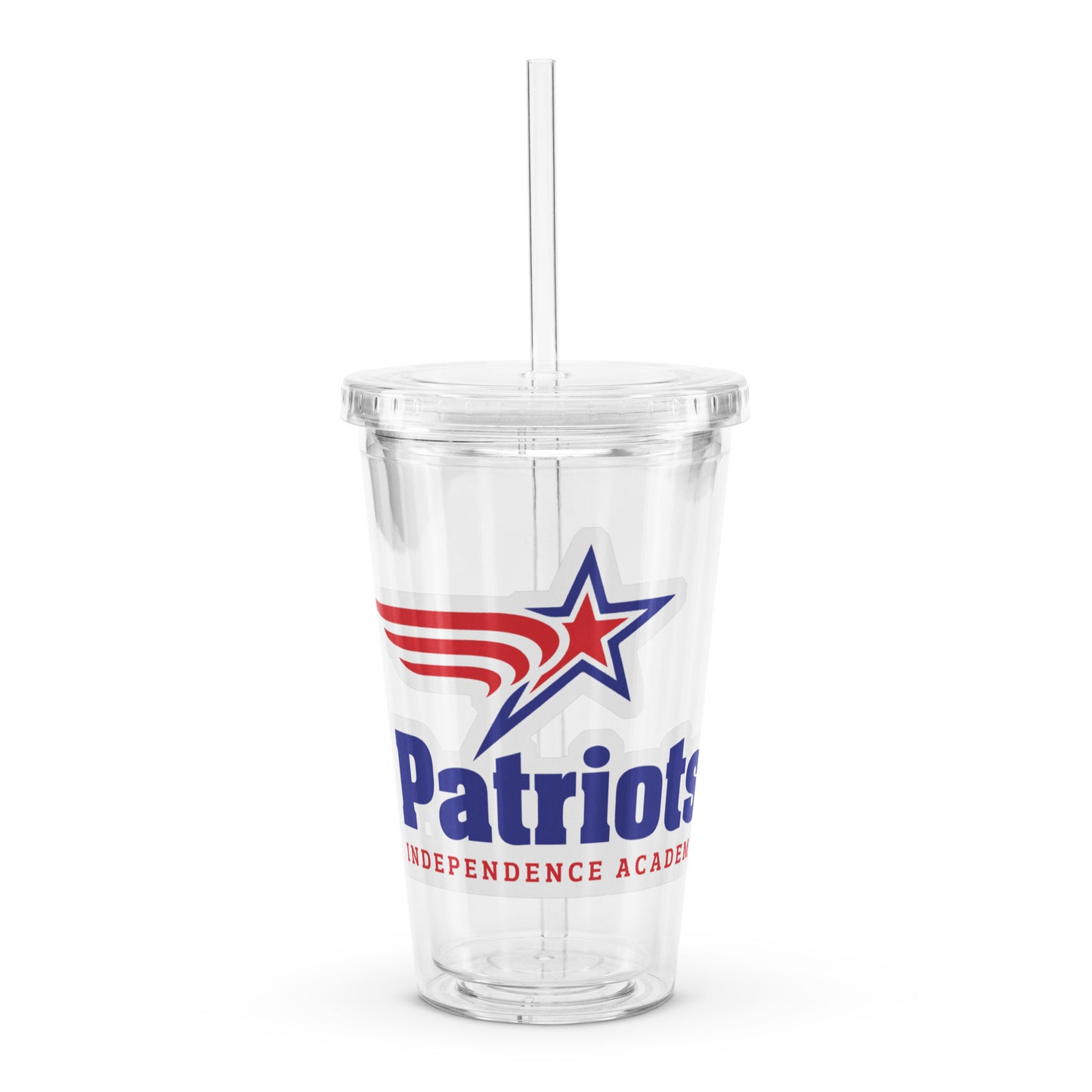 Clear plastic tumbler with straw