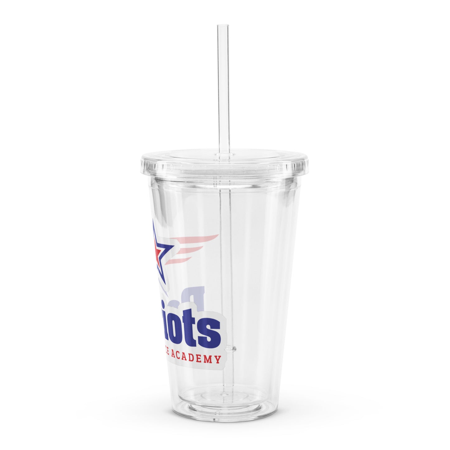Clear plastic tumbler with straw