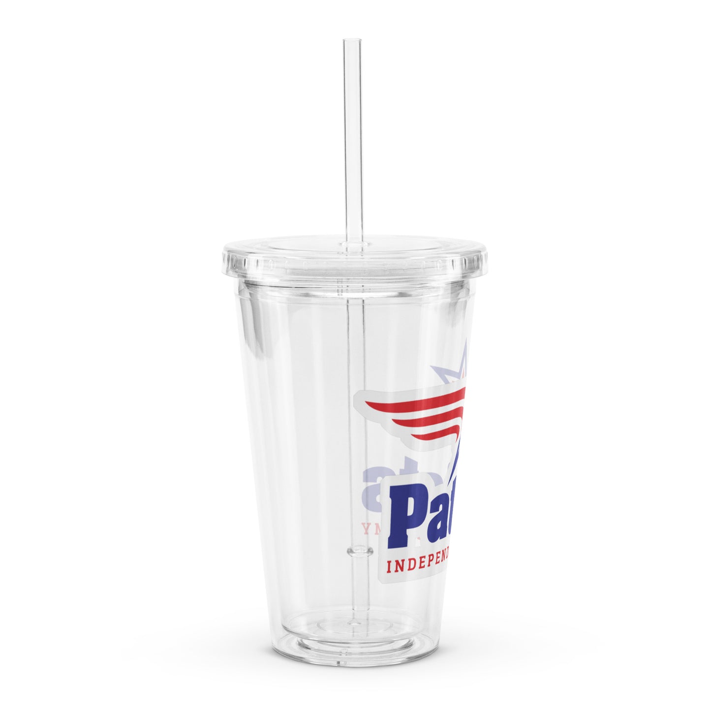 Clear plastic tumbler with straw
